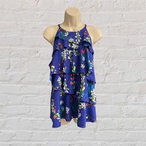 Worthington Floral ruffled Top Petite L FREE SHIPPING